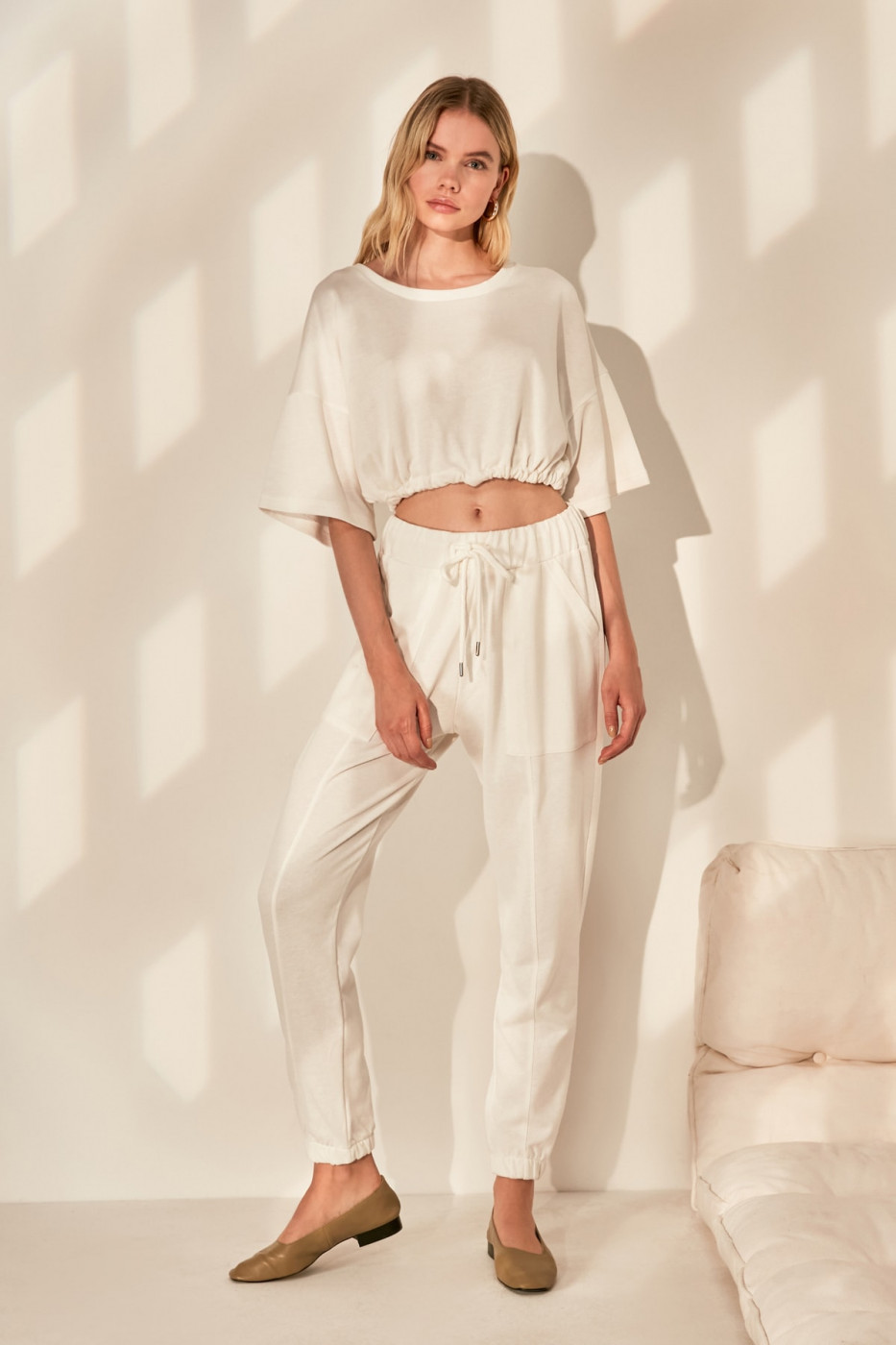 Trendyol White Basic Knitted Tracksuit bottom