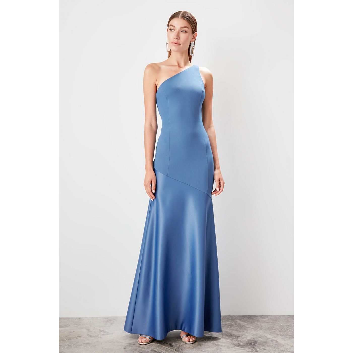 Trendyol Indigo One shoulder evening dress