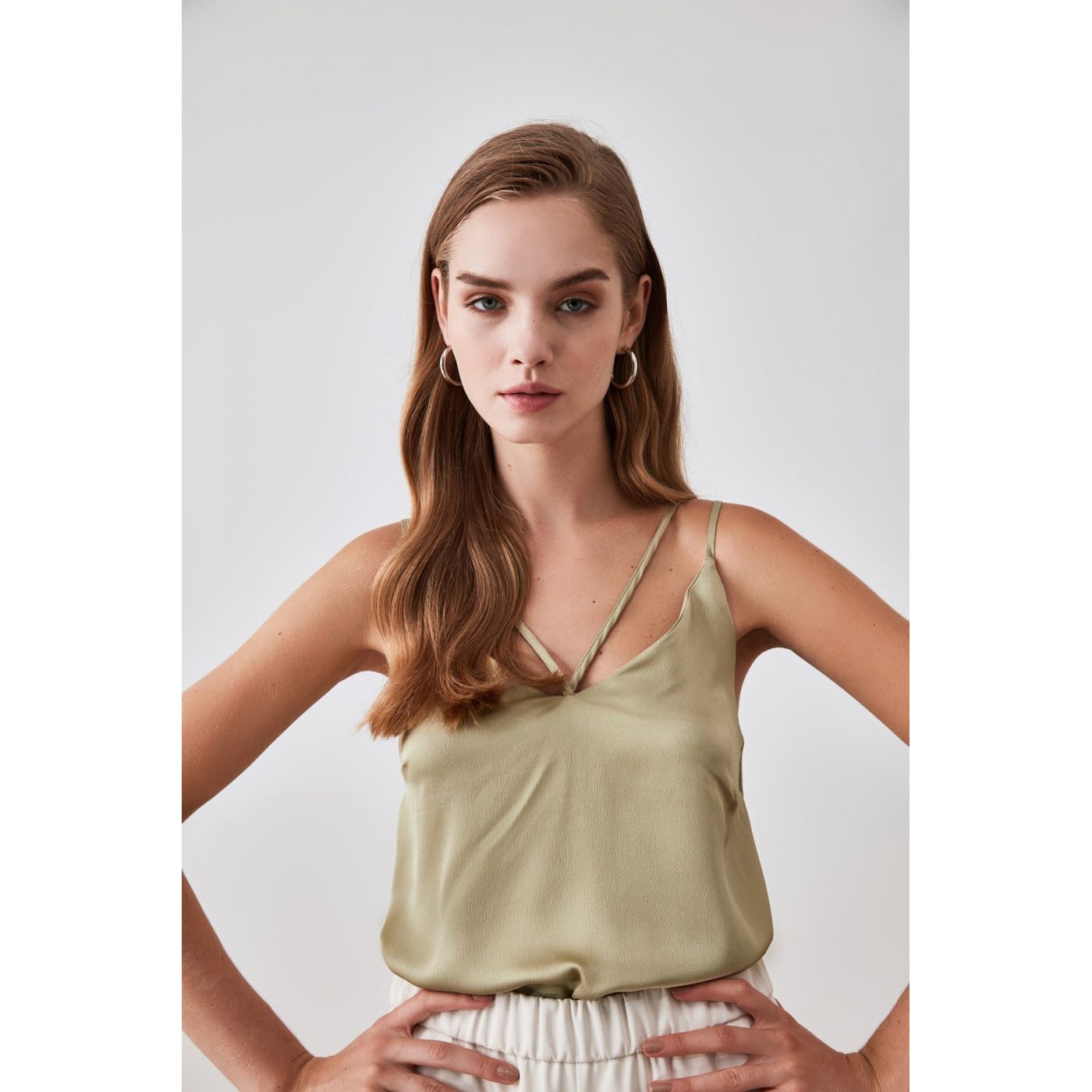 Trendyol Mint V Collar Blouse