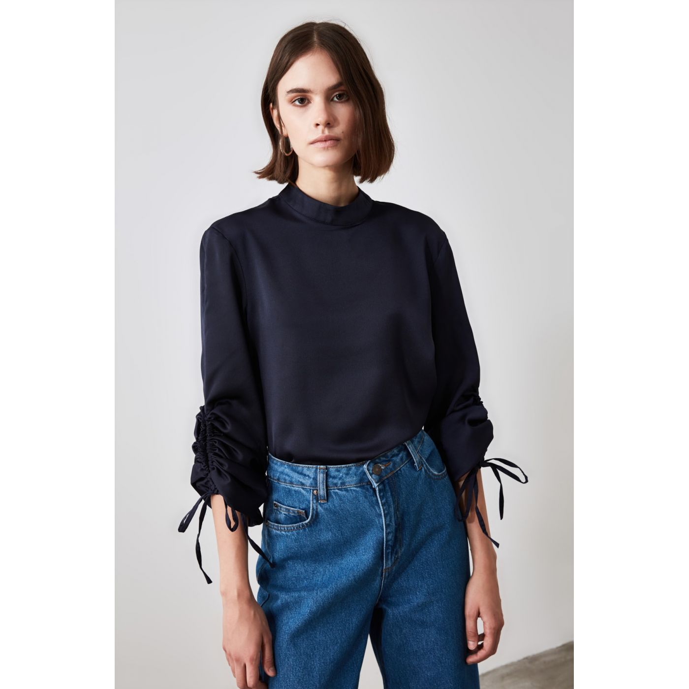 Trendyol Navy Sleeves Fastened Blouse