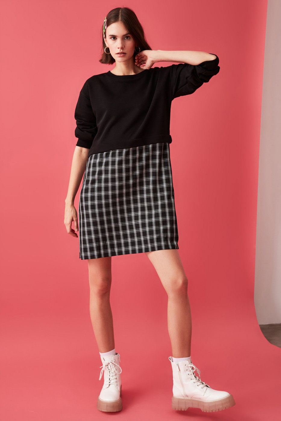 Trendyol Black Checkered Dress