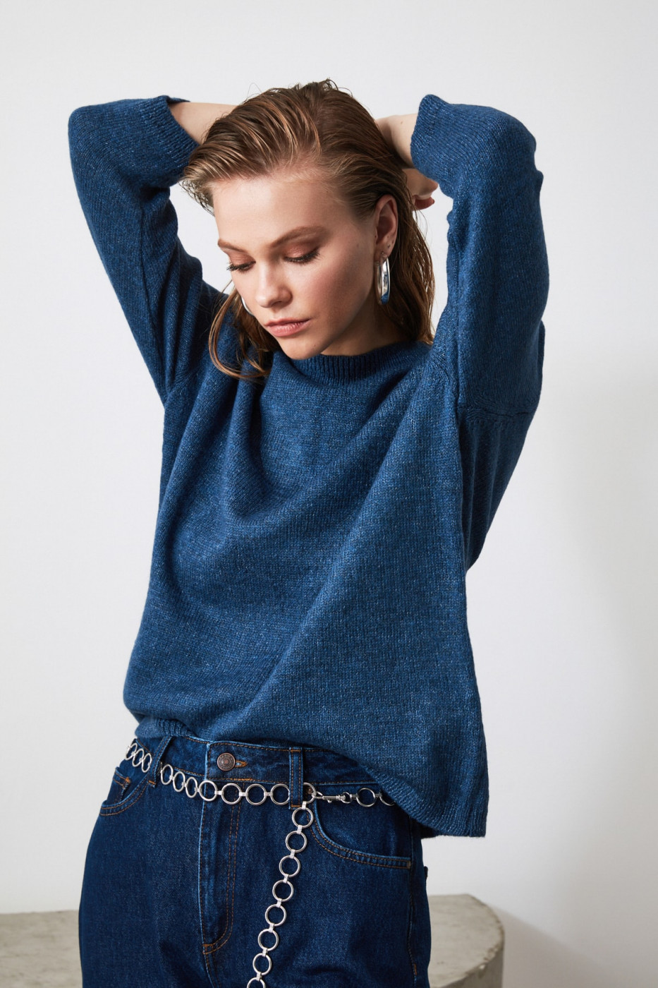 Trendyol Blue Trojan Coke Knit Sweater