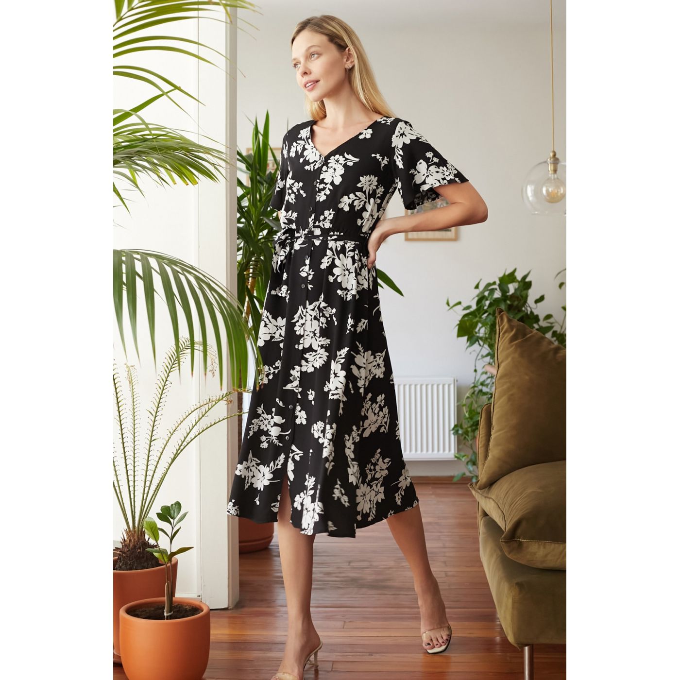 Trendyol White BeltEd Shirt Dress