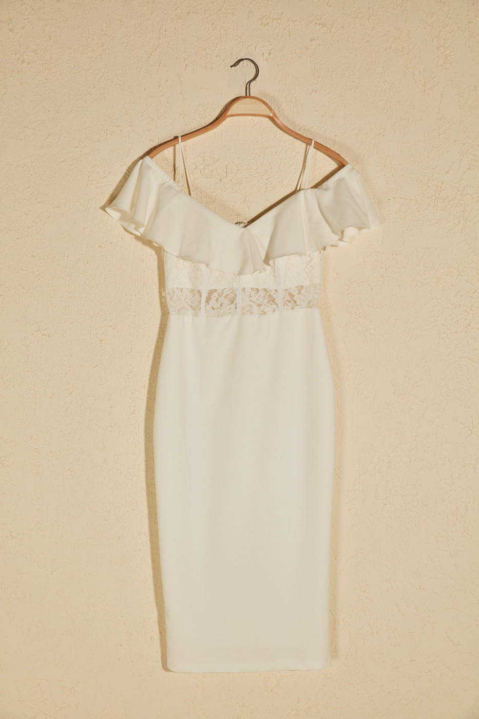 Trendyol White Lace Detailed Corset Dress