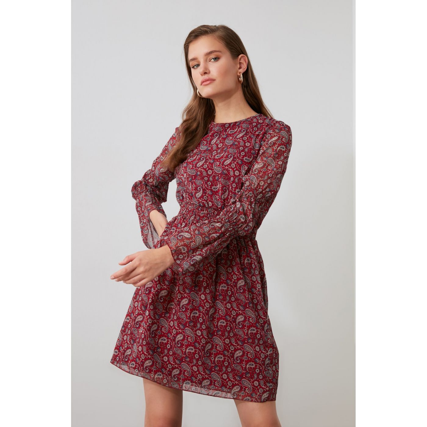 Trendyol Burgundy Patterned Dress