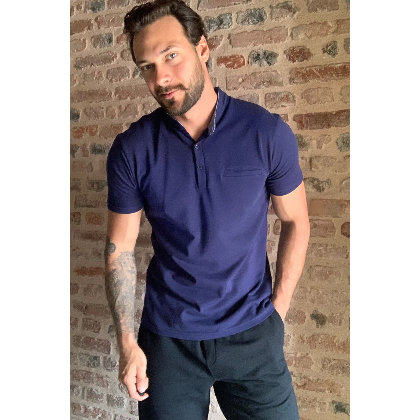 Trendyol Navy Men's Judge Collar T-Shirt