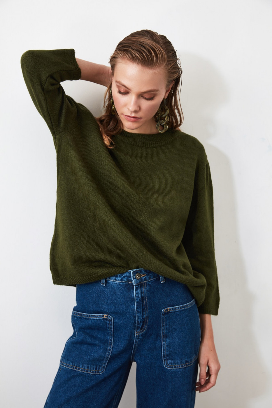 Trendyol Khaki Trojan Coke Knit Sweater