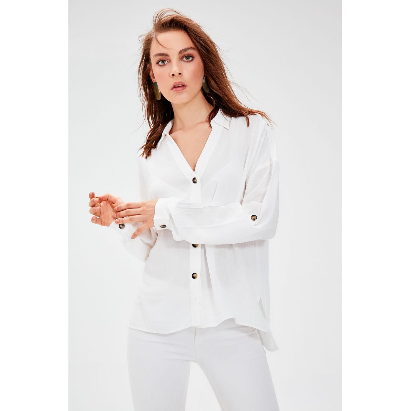 Trendyol White button Detailed shirt