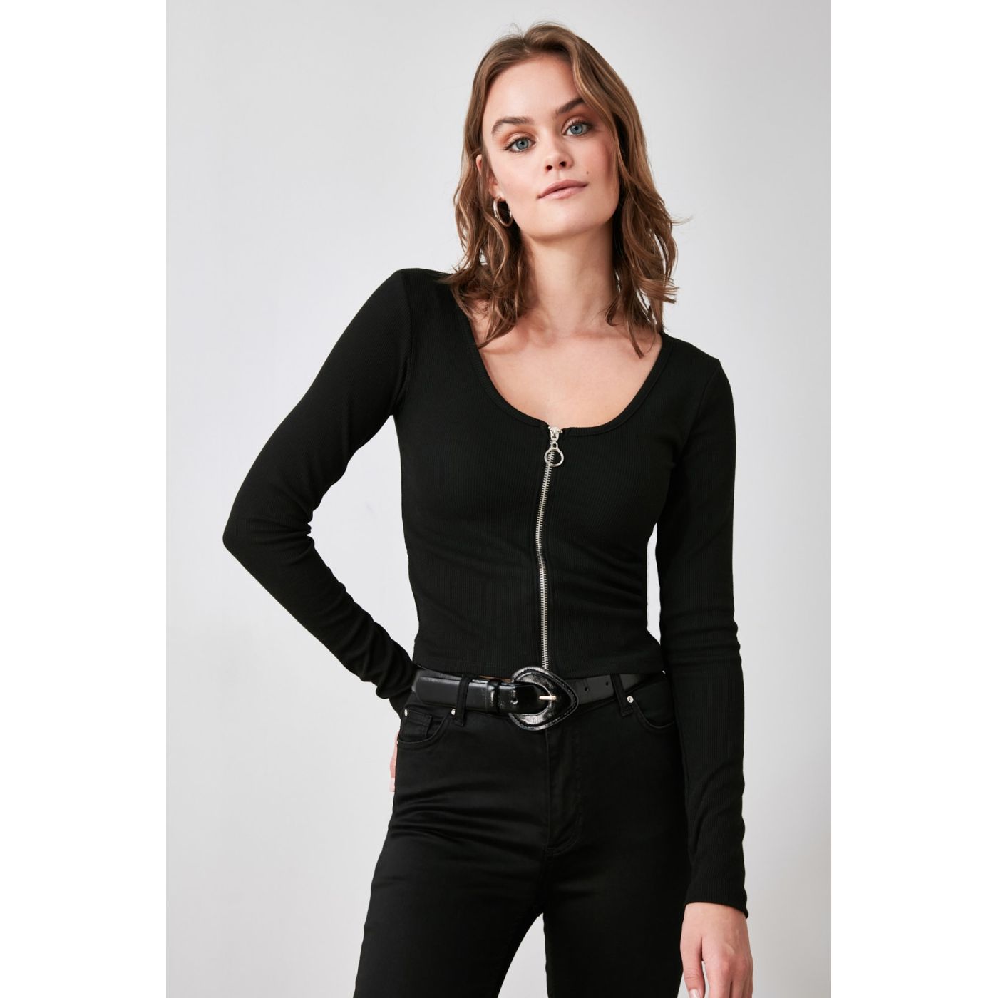 Naiste T-särk Trendyol Zip detailed