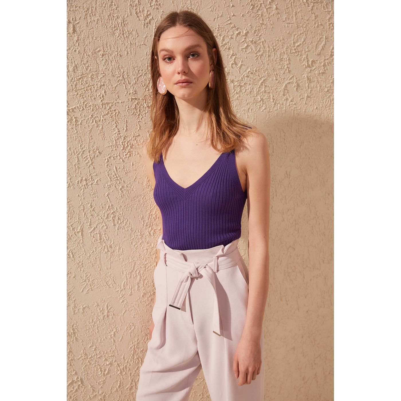 Trendyol Purple Crop KnitBlo