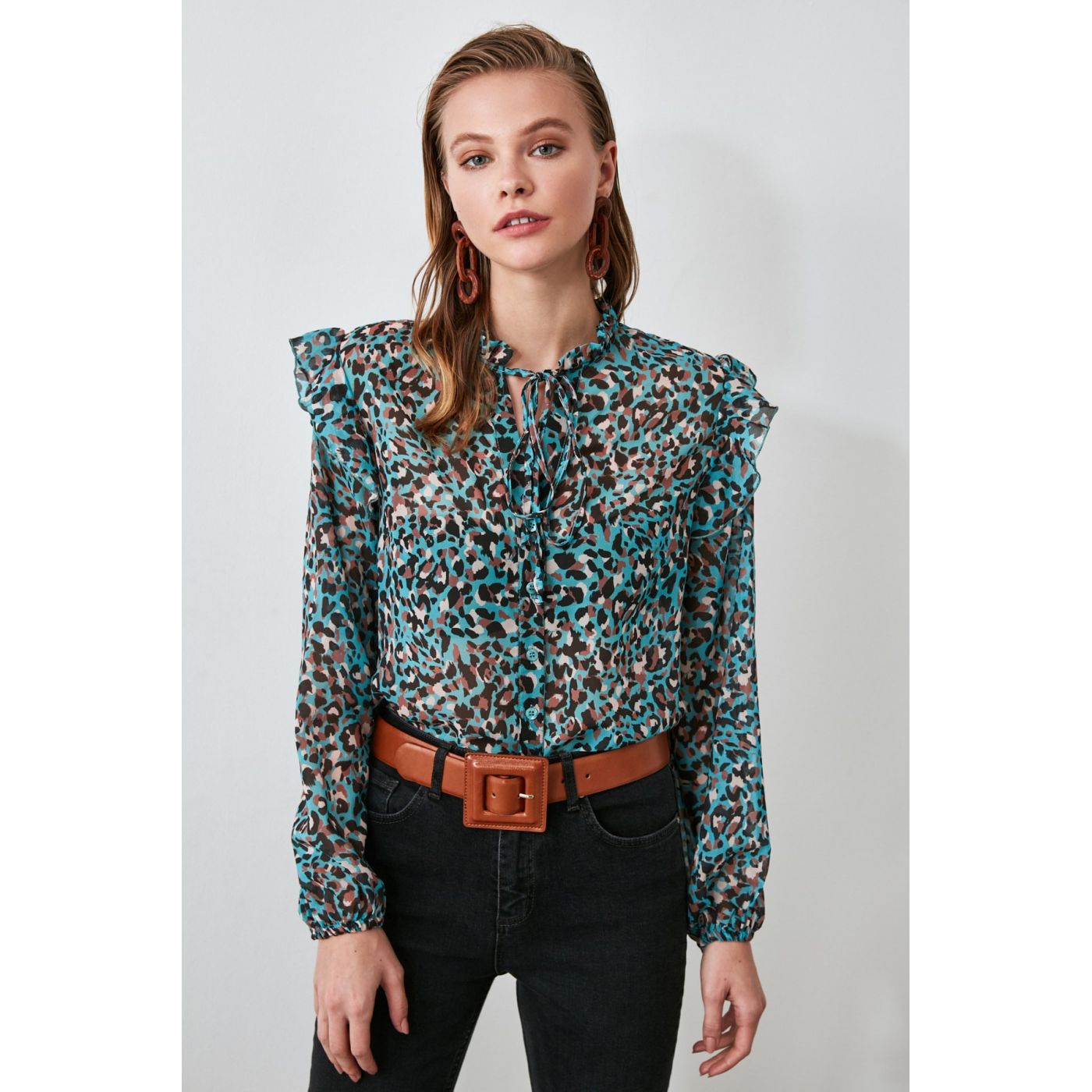 Trendyol Blue Collar Detailed Shirt