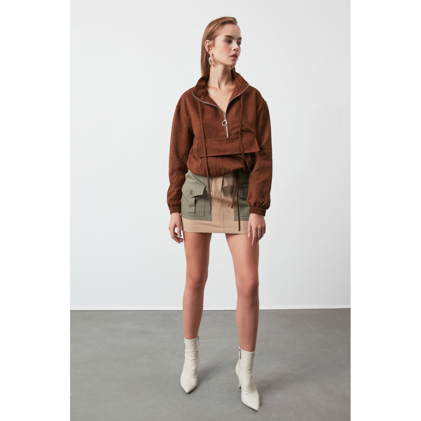 Trendyol Brown Pocket Detailed Blouse