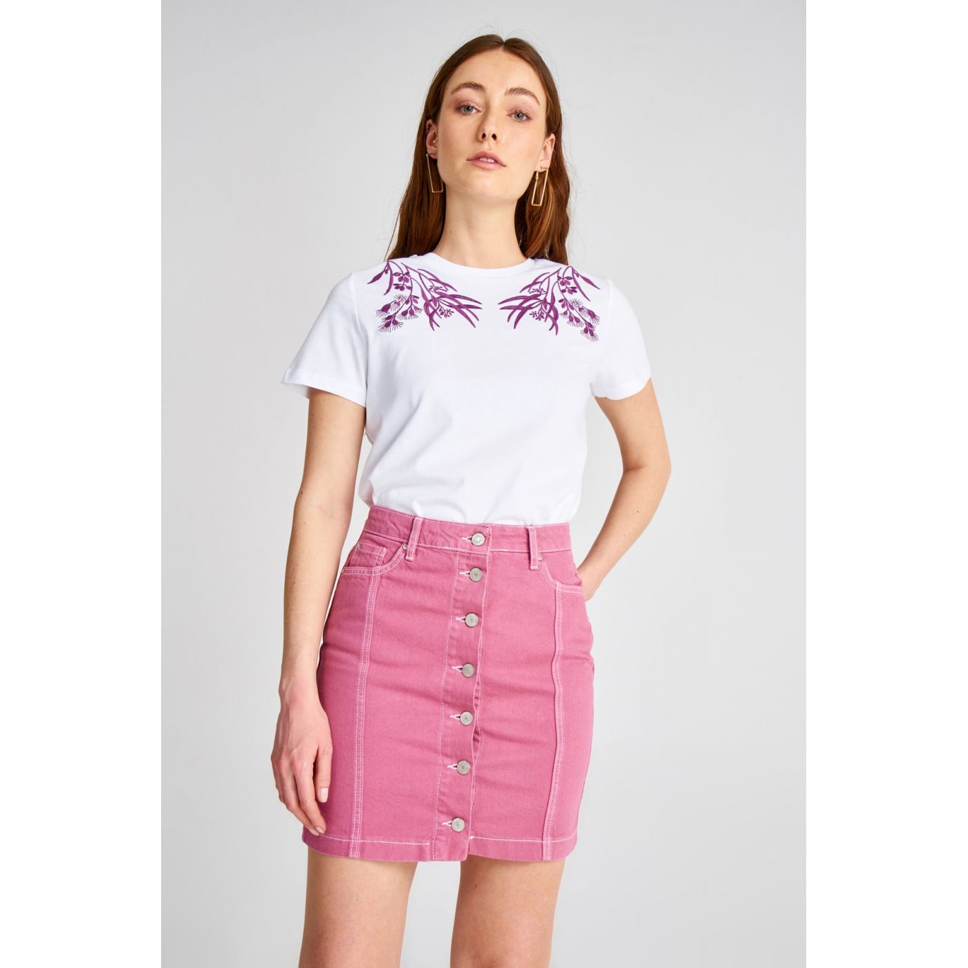 Trendyol Rose, Dry Front Button Edict Detailed Denim Skirt
