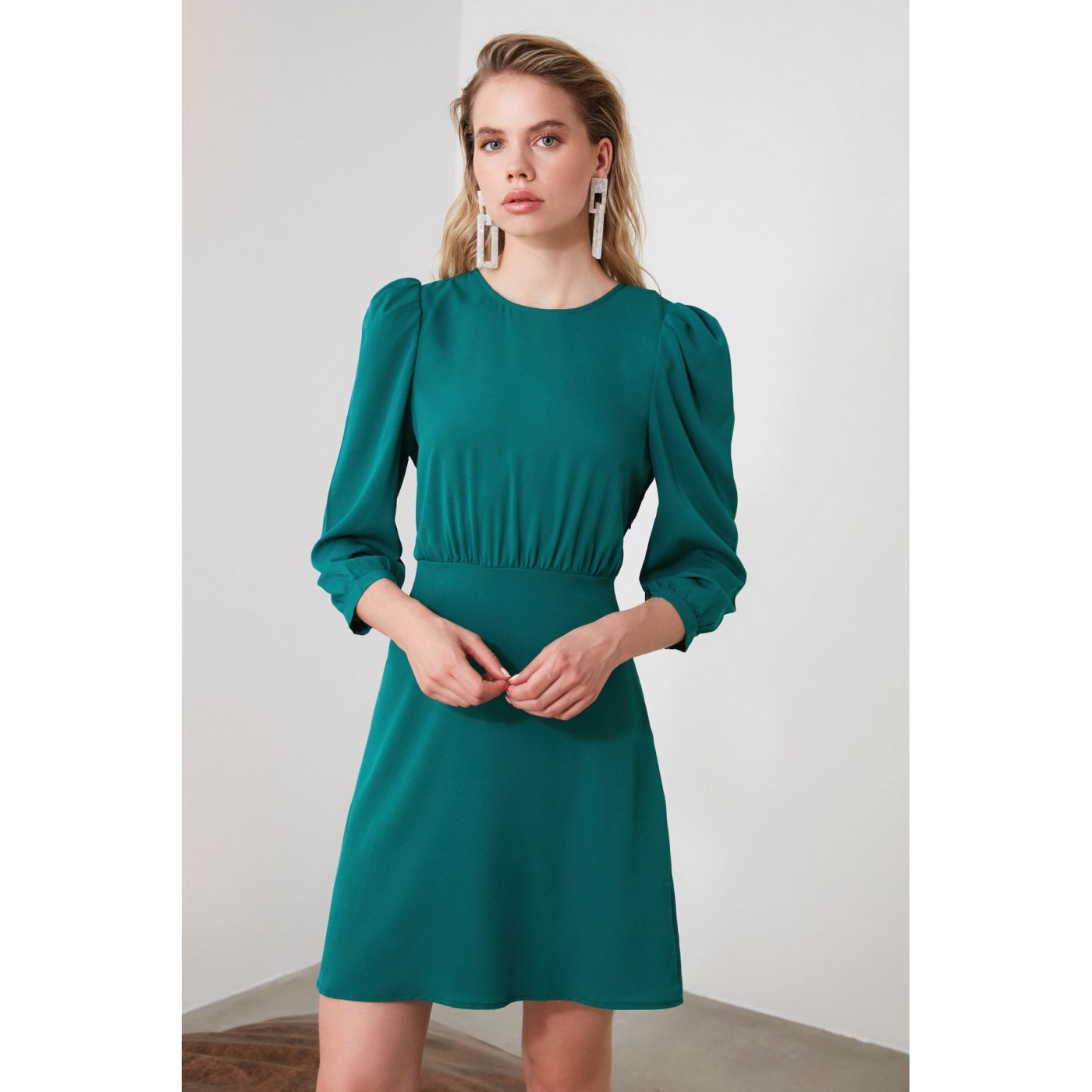 Trendyol Green Sleeve Detailed Dress