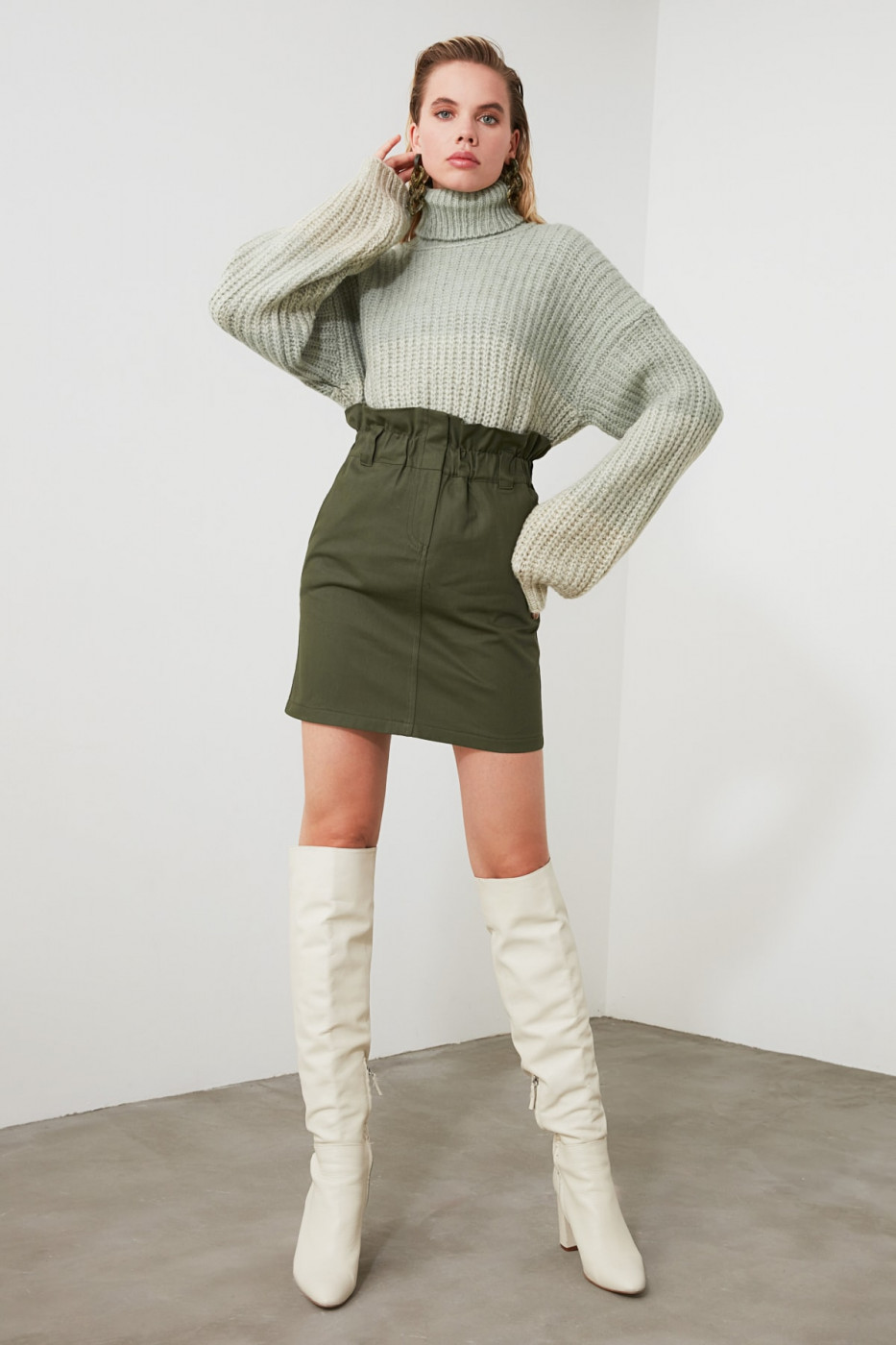 Trendyol Khaki Gathered Skirt