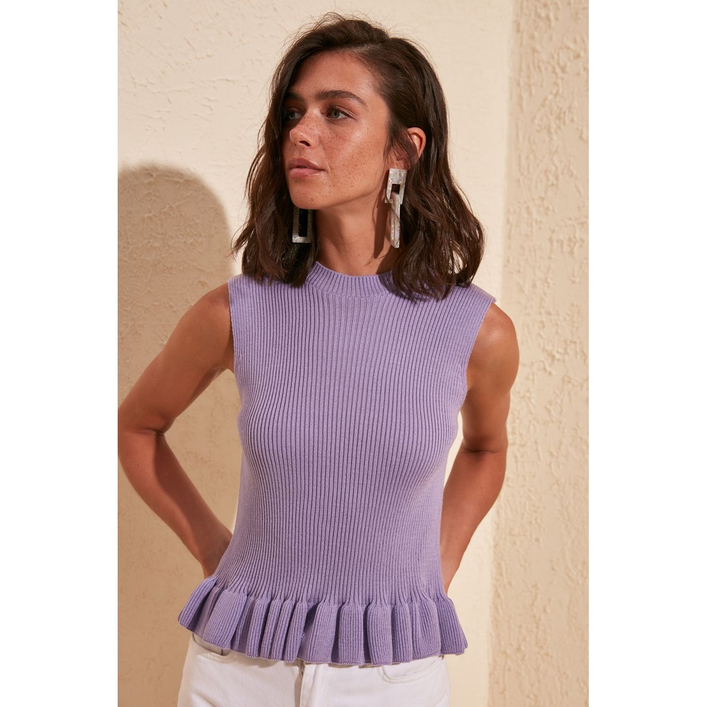 Trendyol Lila Frilled KnitBlou