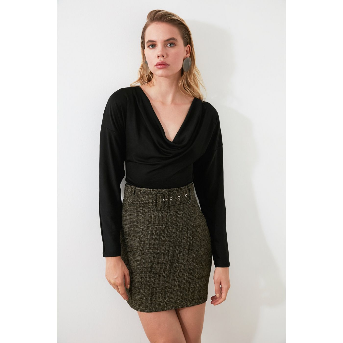 Trendyol Anthracite Belt Skirt