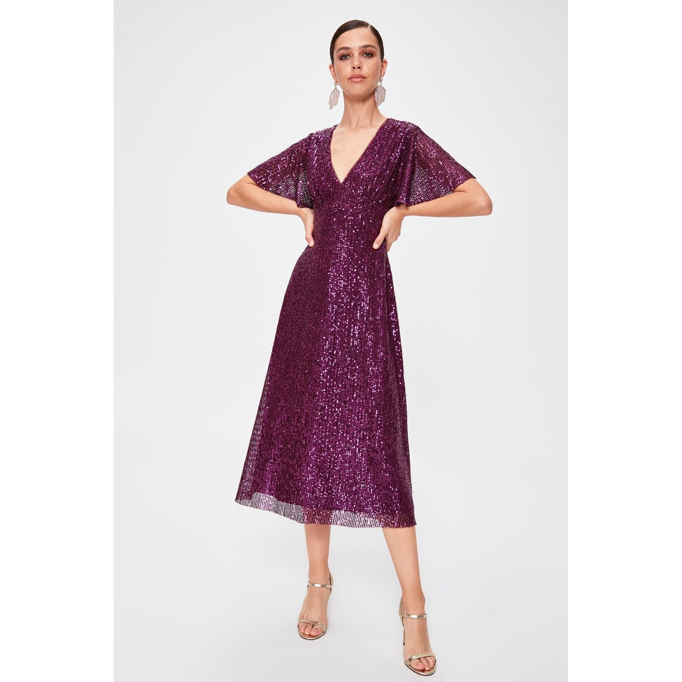 Trendyol Purple Cruise Collar Dress