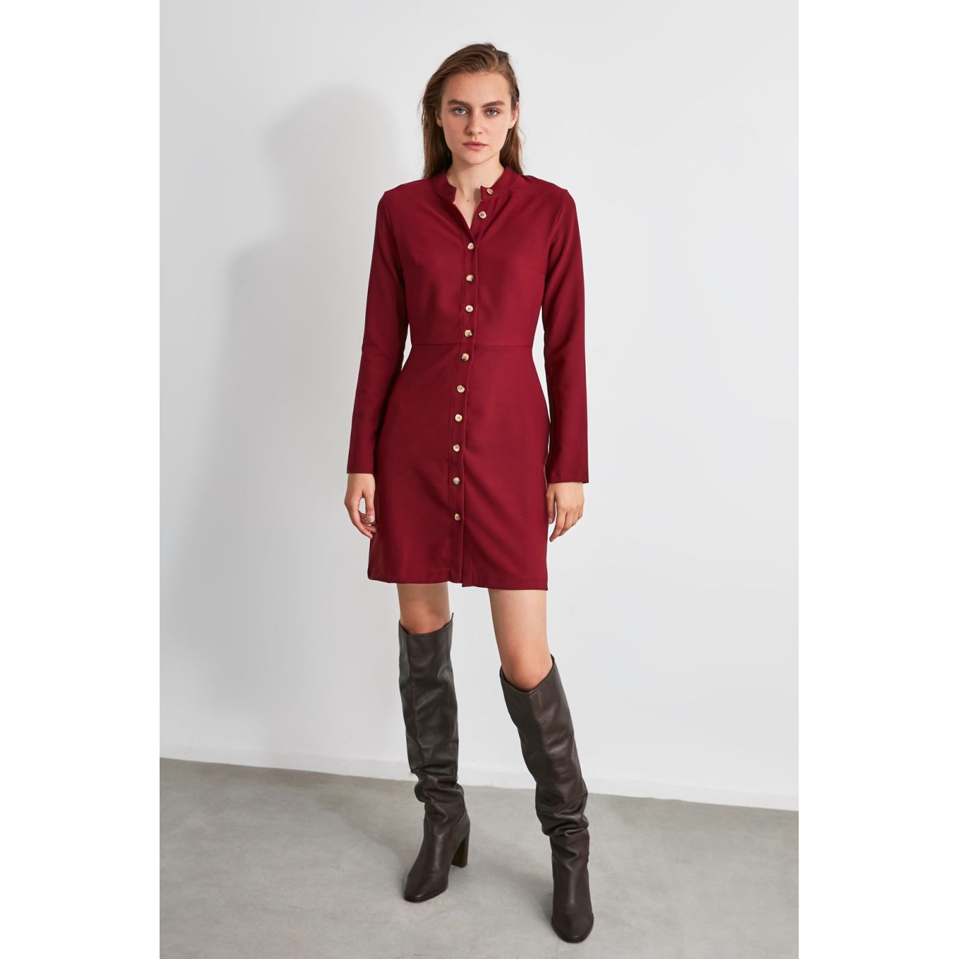 Trendyol Burgundy Button Dress