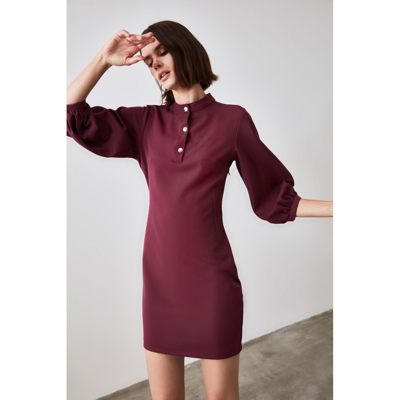 Trendyol Purple Button Detailed Dress