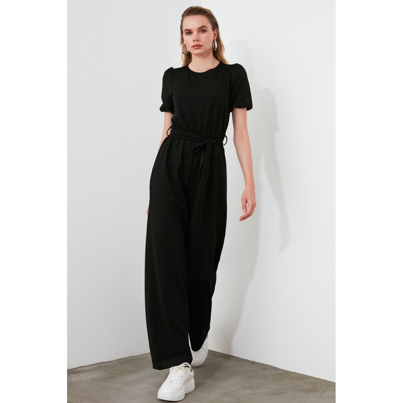 Trendyol Black Binding Detailed Knitted Jumpsuit