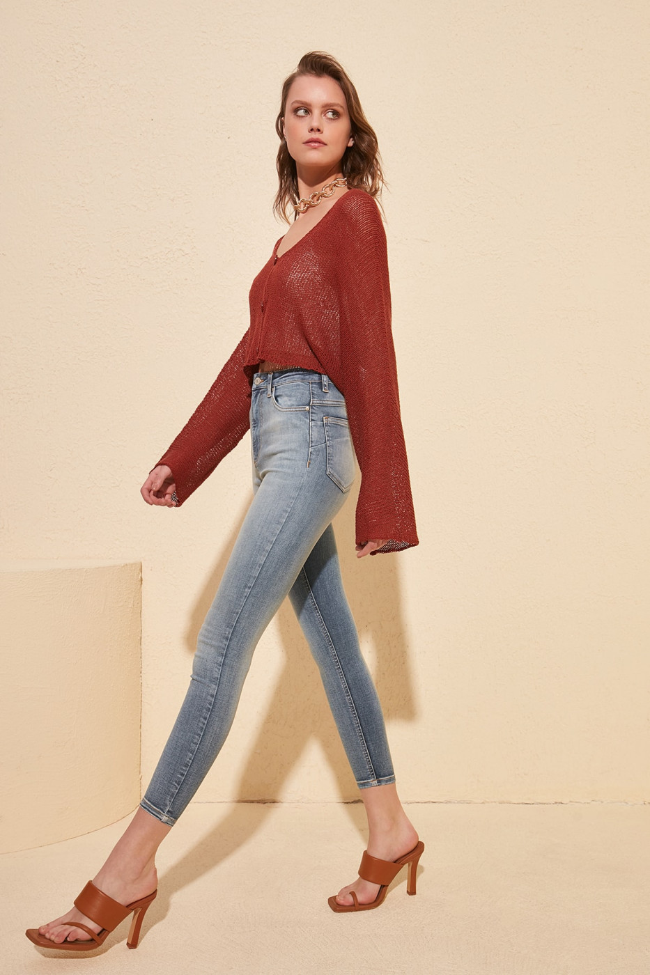 Trendyol Blue Wash Push Up High Waist Skinny Jeans