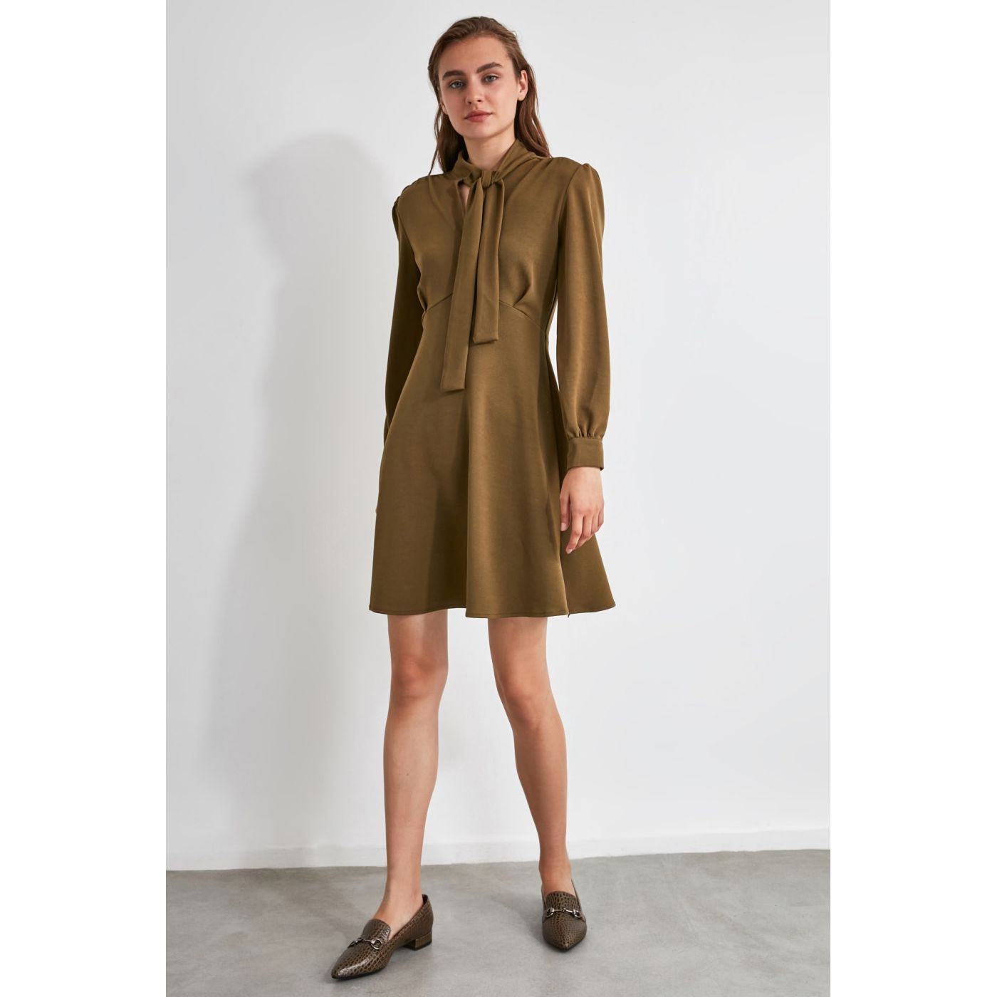 Trendyol Khaki Belt Detailed Knitting Dress