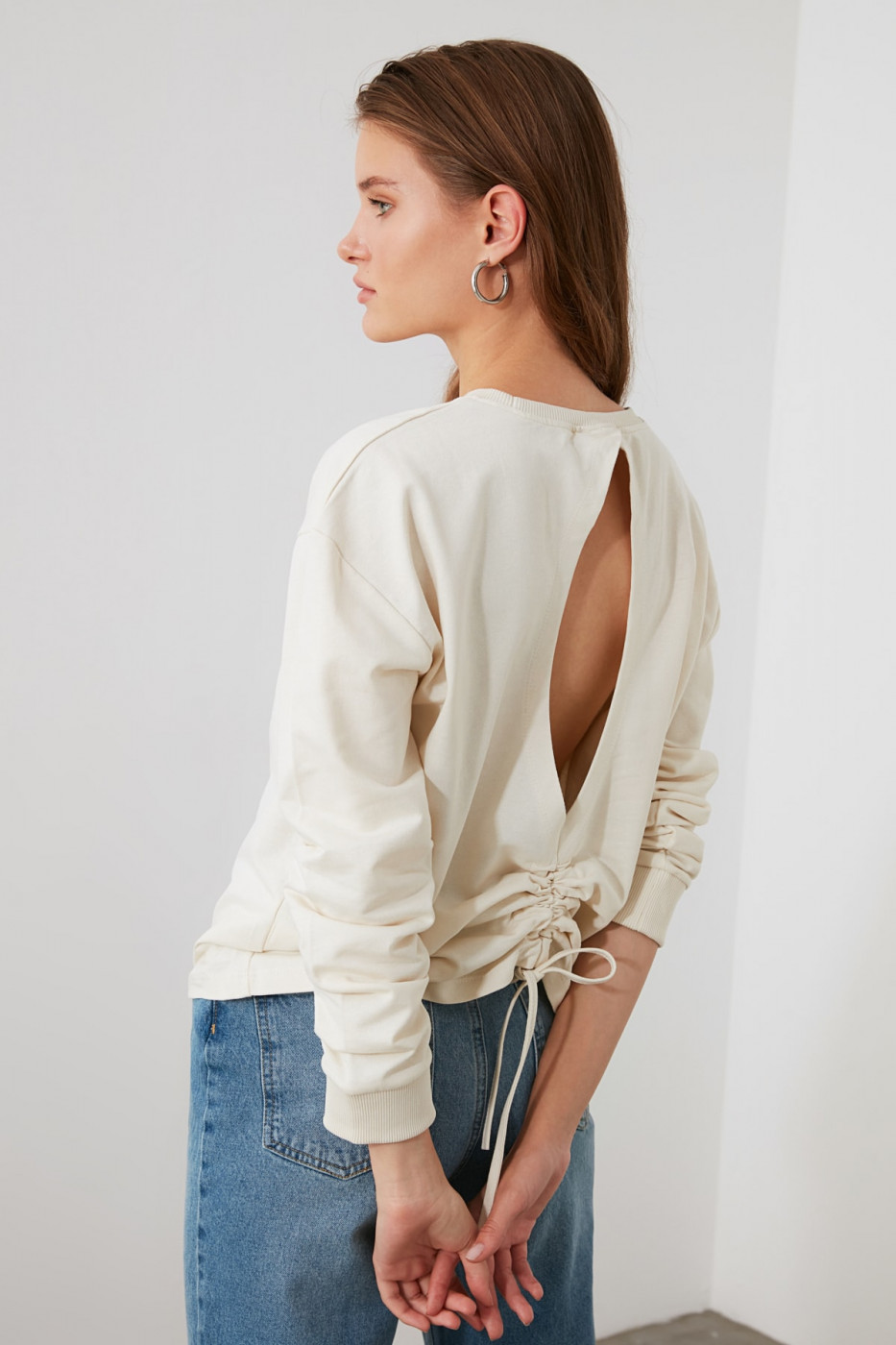Trendyol Stone Rope Detailed Knitted Sweatshirt