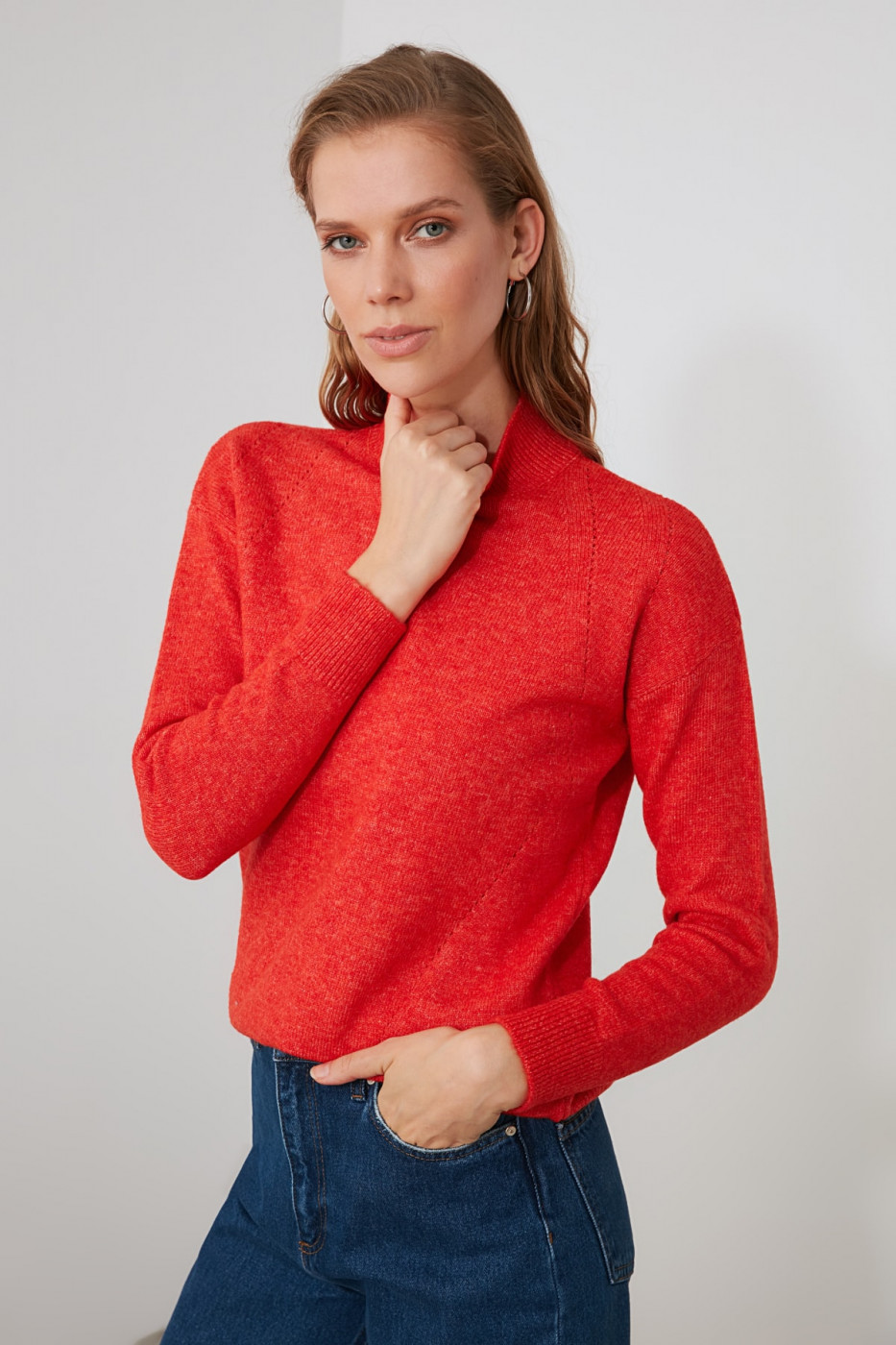 Trendyol Tile Upright Collar Knitwear Sweater