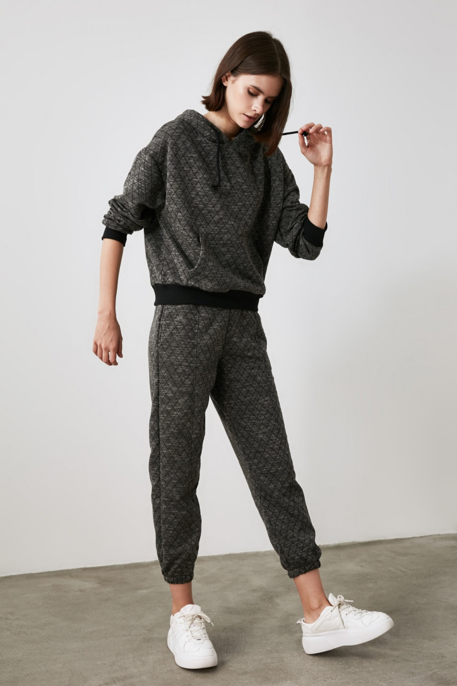 Trendyol Anthracite Textured Basic Knitted Tracksuit bottom