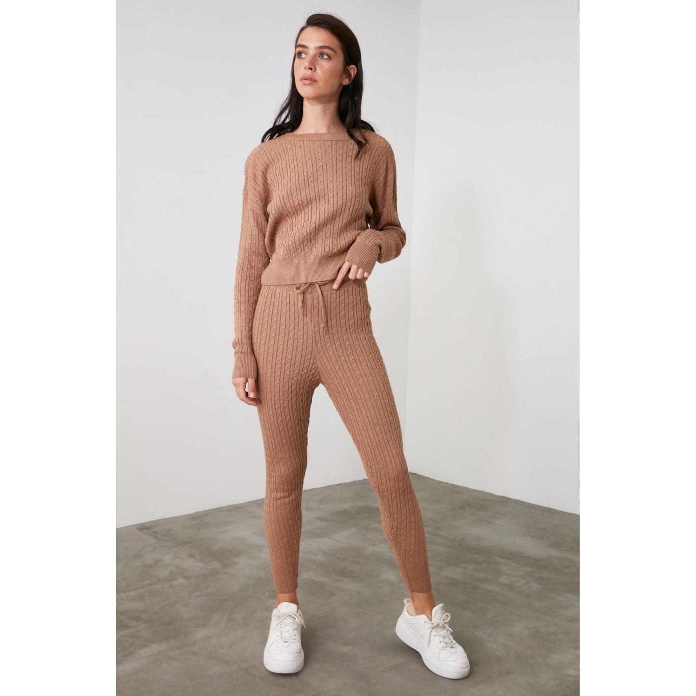 Trendyol Camel Knitwear Bottom-Top Suit