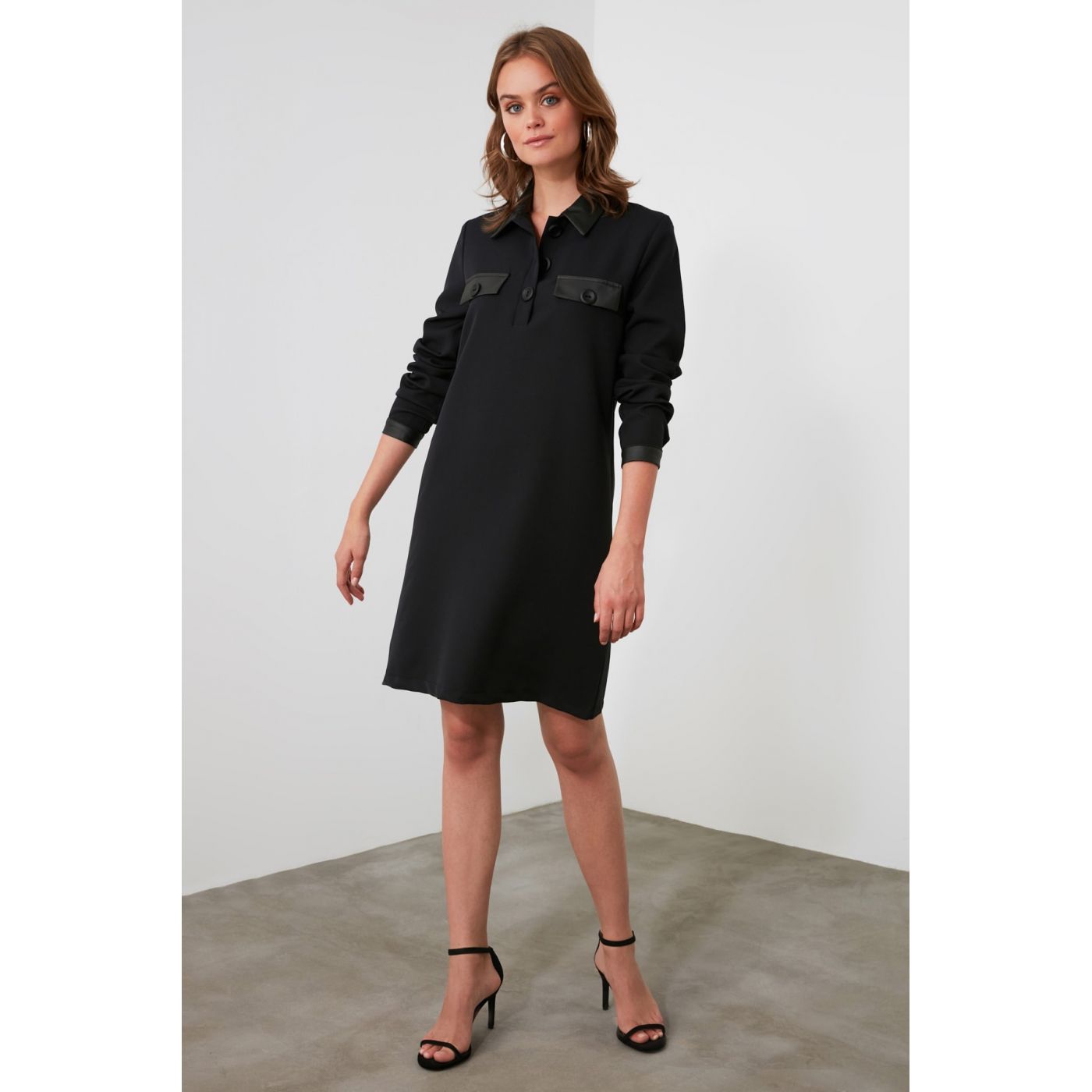 Trendyol Black Button And Pocket Detailing Dress