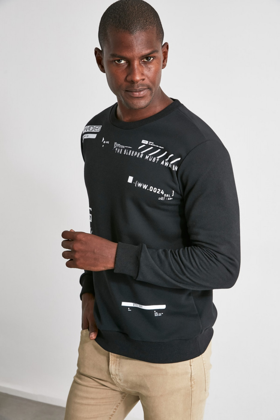 Trendyol Black Men Printed Sweatshirt