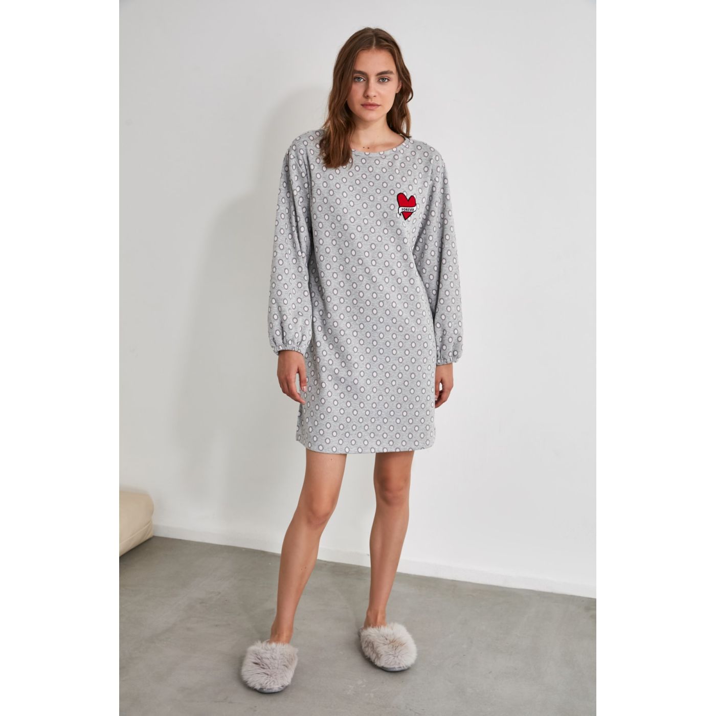 Trendyol Grey Polka dot Knitted Night