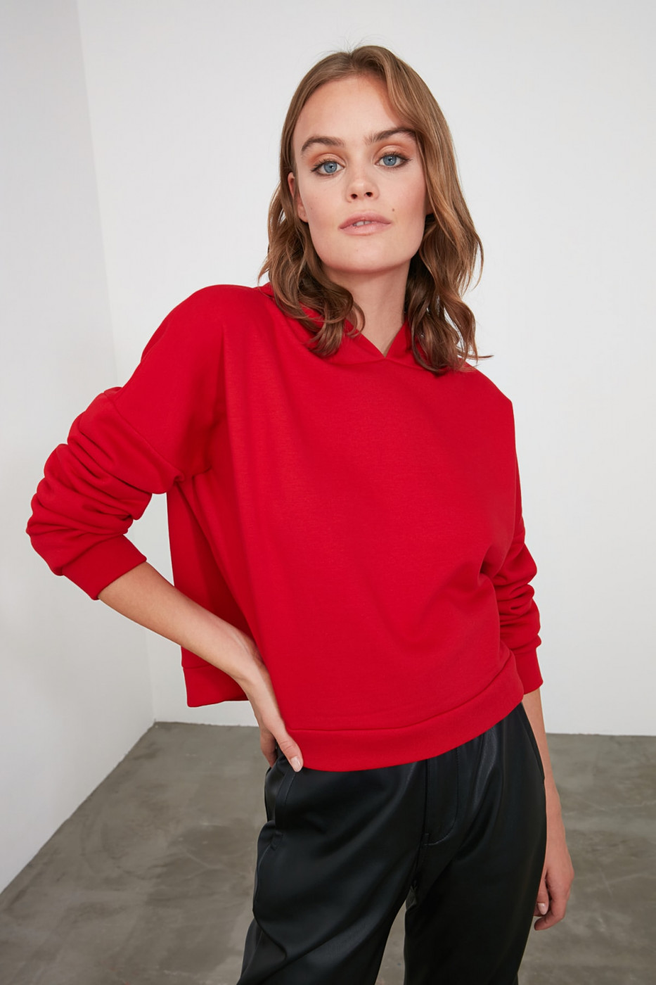 Trendyol Knitted Sweatshirt With Red Zipper Detailing