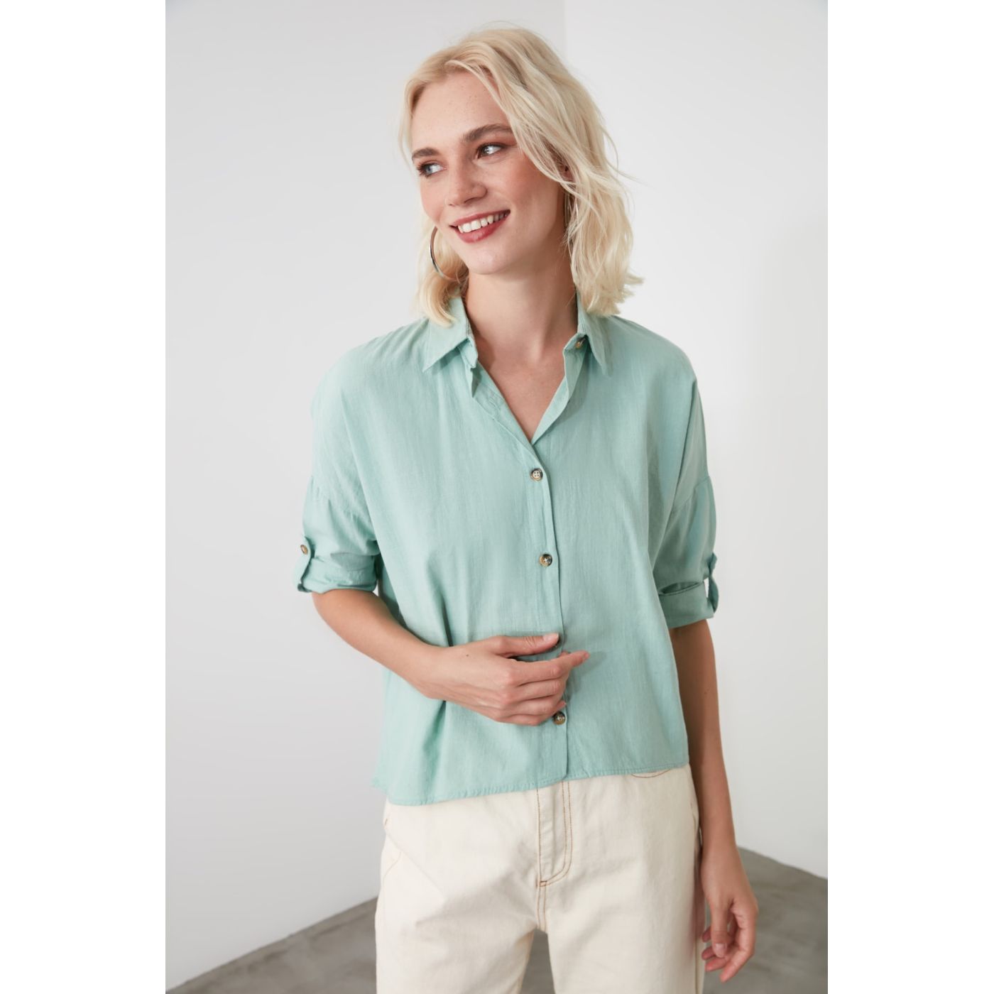 Trendyol Mint Basic Shirt