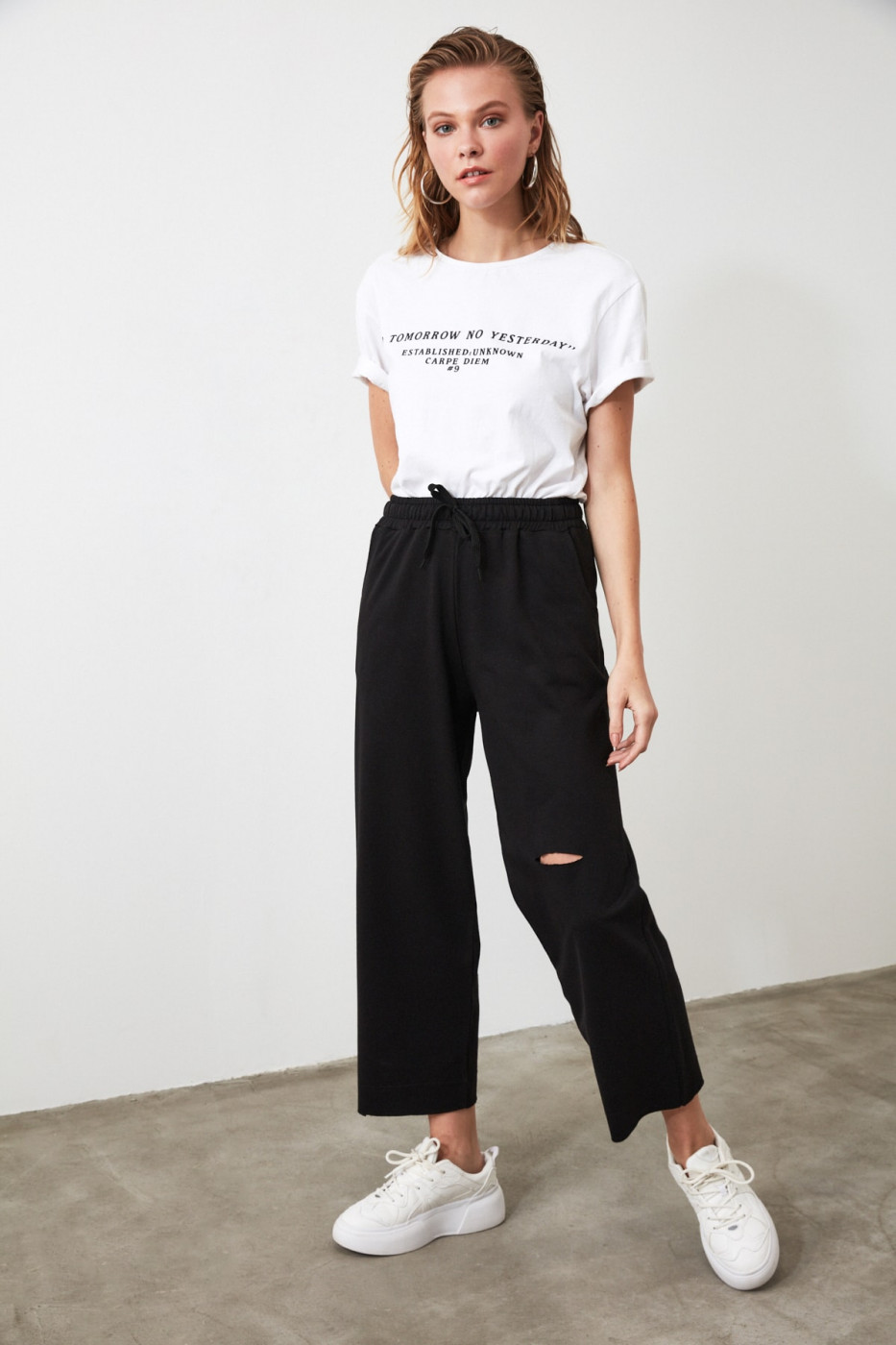 Trendyol Black Knee Detailed Knitted Tracksuit bottom