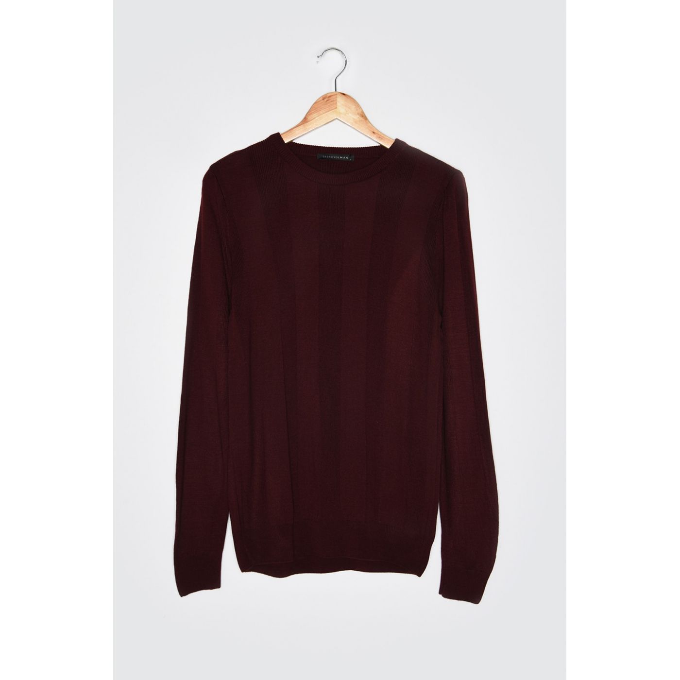 Trendyol Burgundy Men's Striped Knitwear Sweater