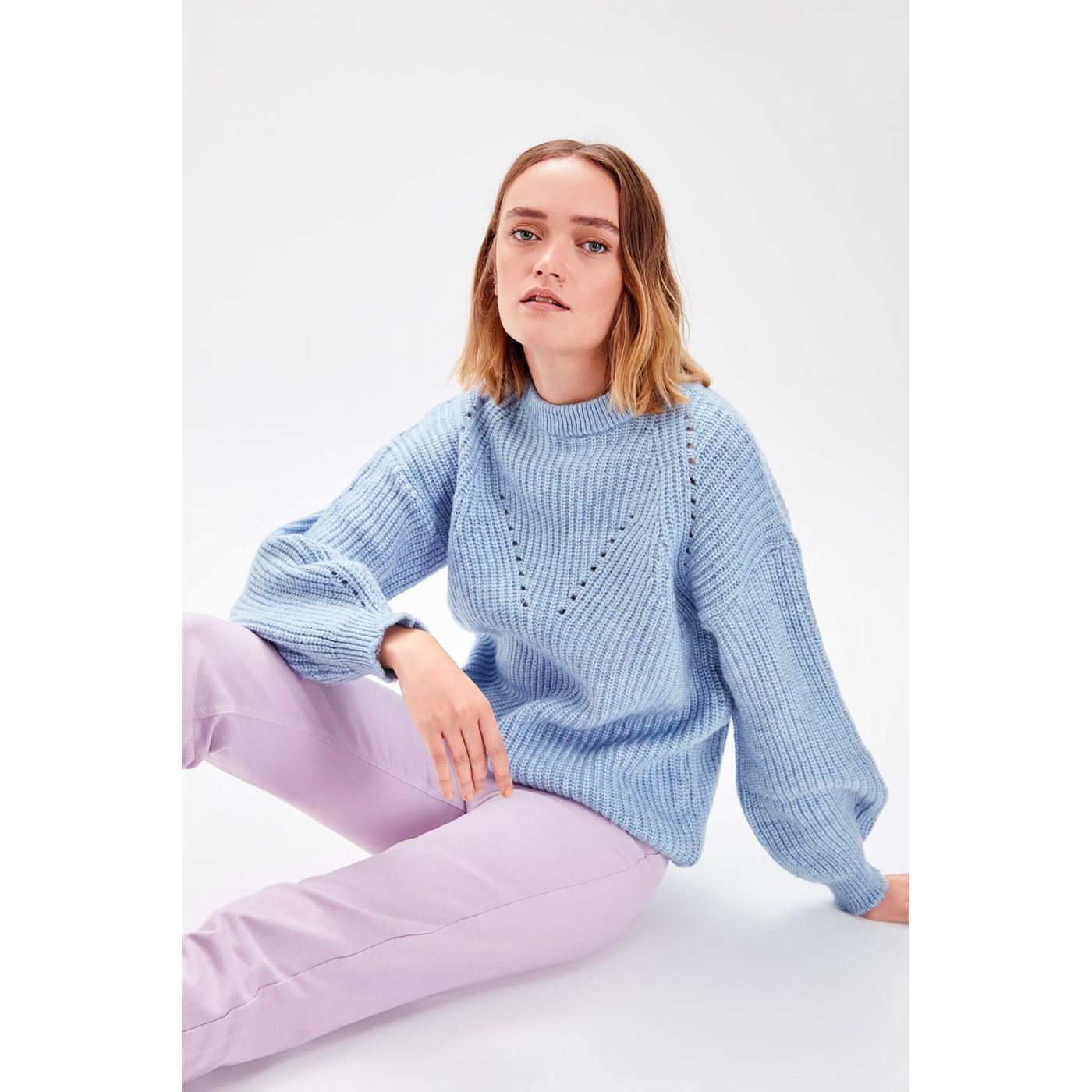 Trendyol Blue KnitTed Detailed Knitwear Sweater