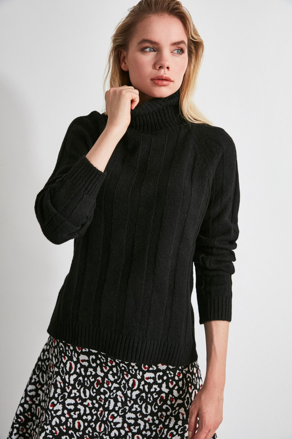 Trendyol Black Turtleneck Knit Sweater
