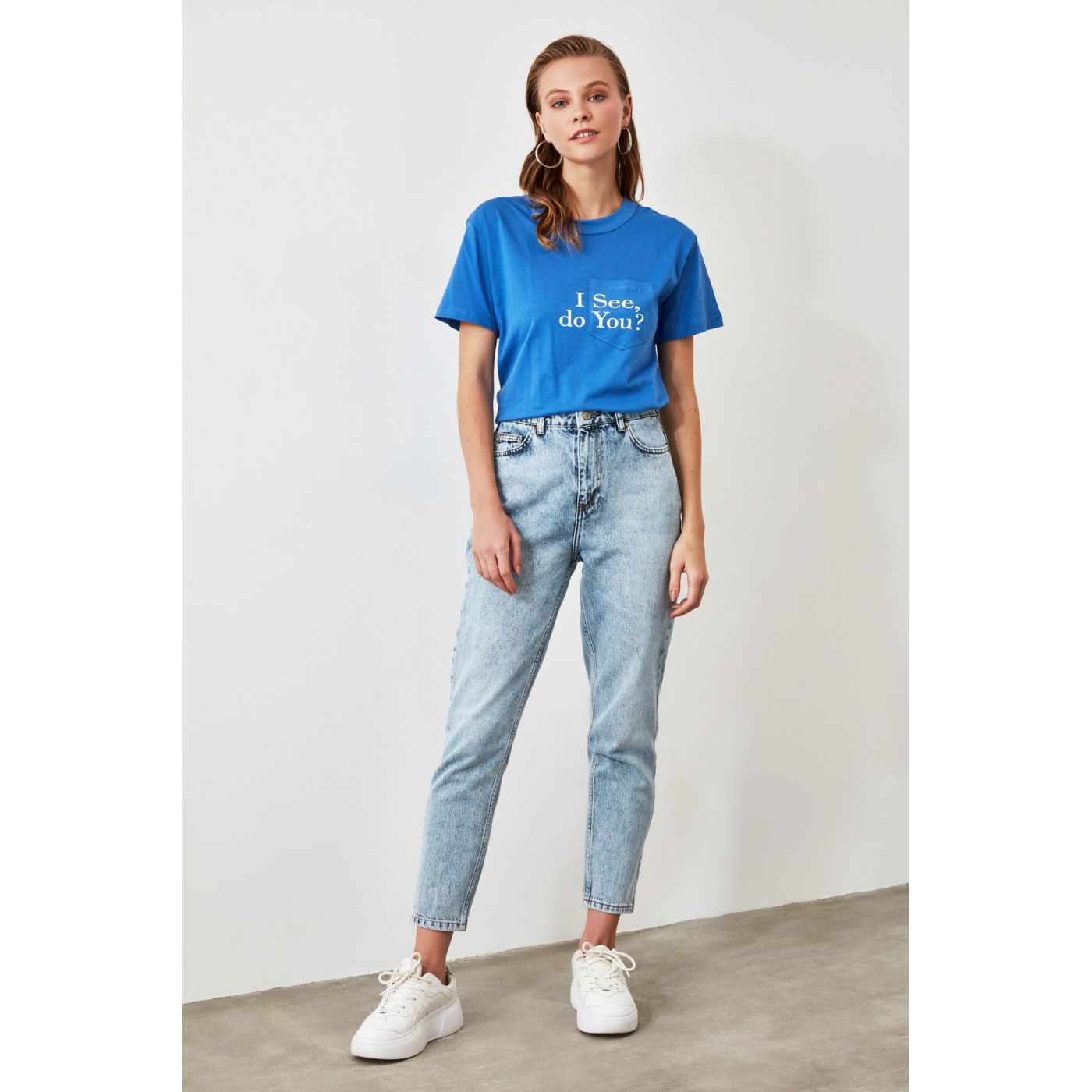 Trendyol Saks Printed Semifitted Knitted Shirt