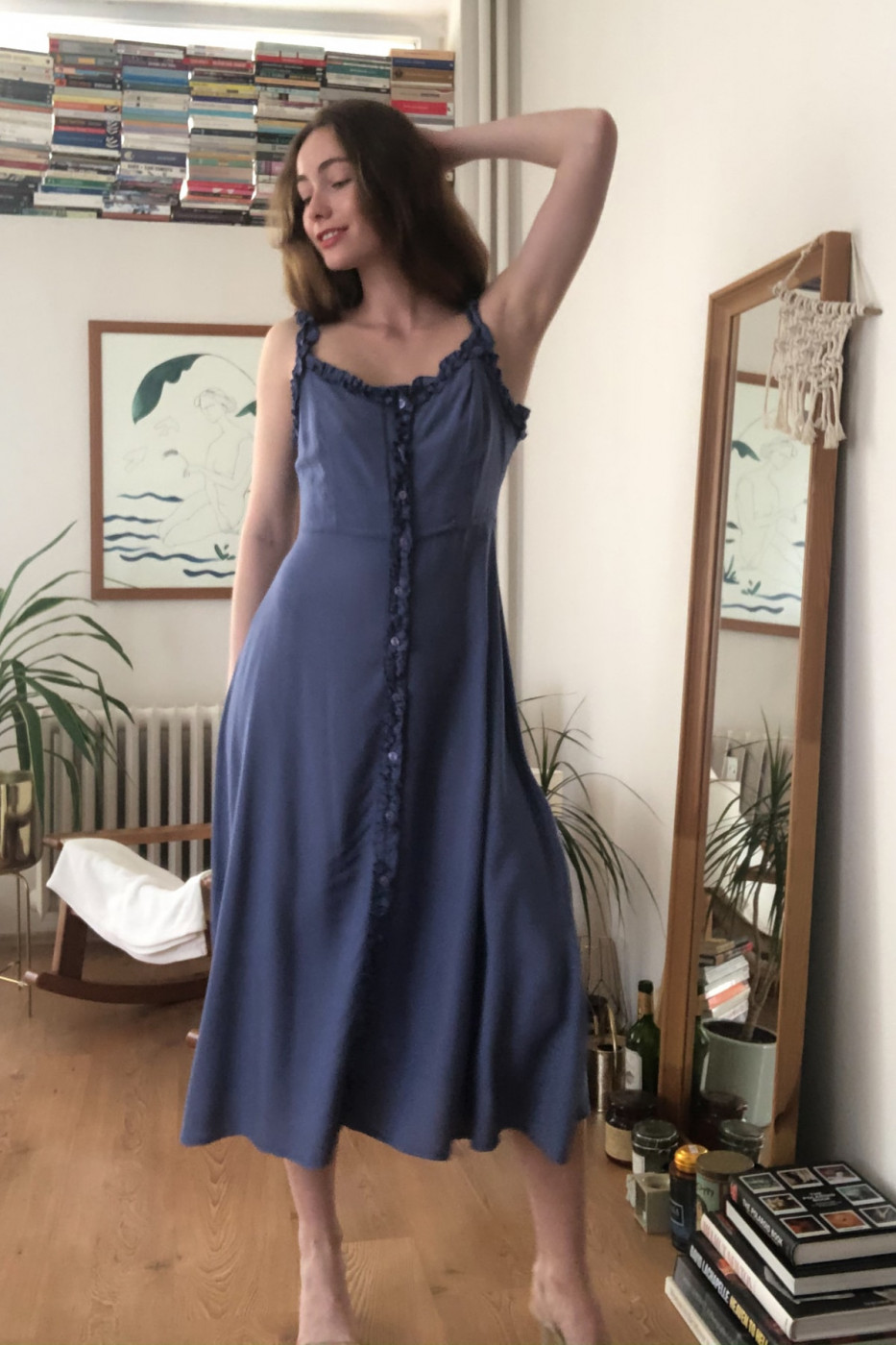 Trendyol Indigo Frill Detailed Dress