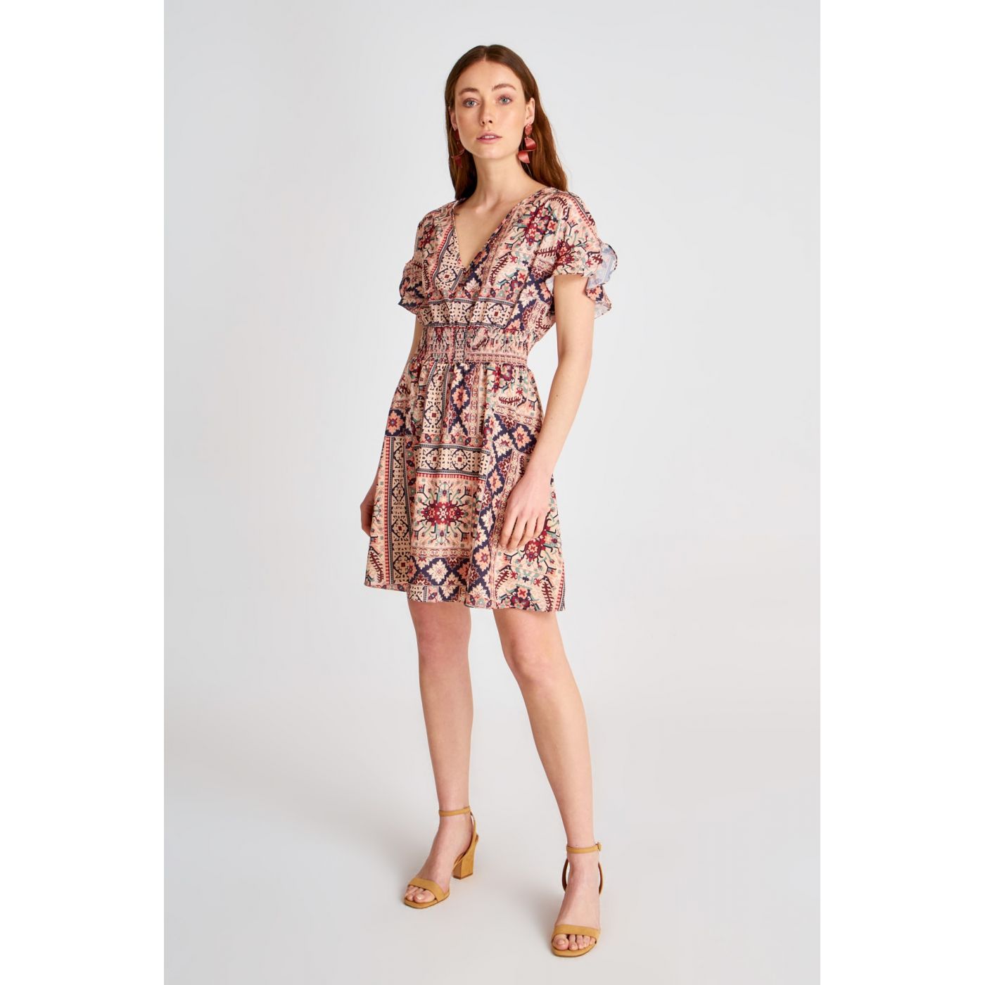 Trendyol Multi-Color Patterned Gipe Detailed Dress