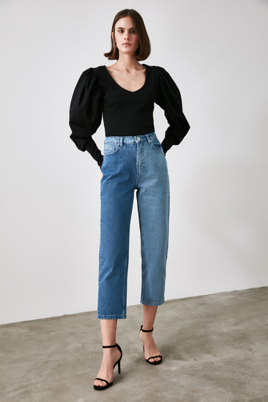 Trendyol Blue Blocky High Waist Straight Jeans