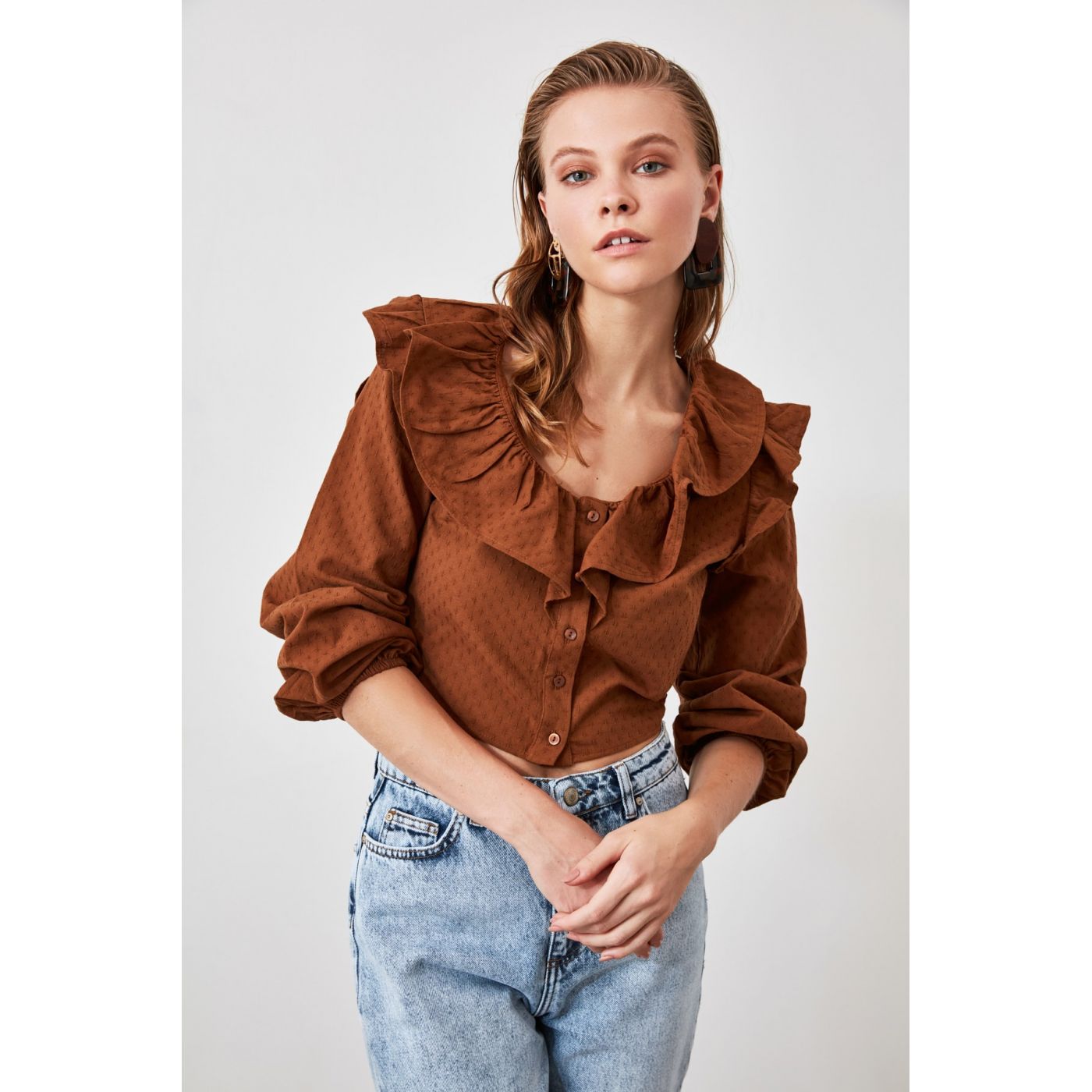 Trendyol Brown Volan Blouse