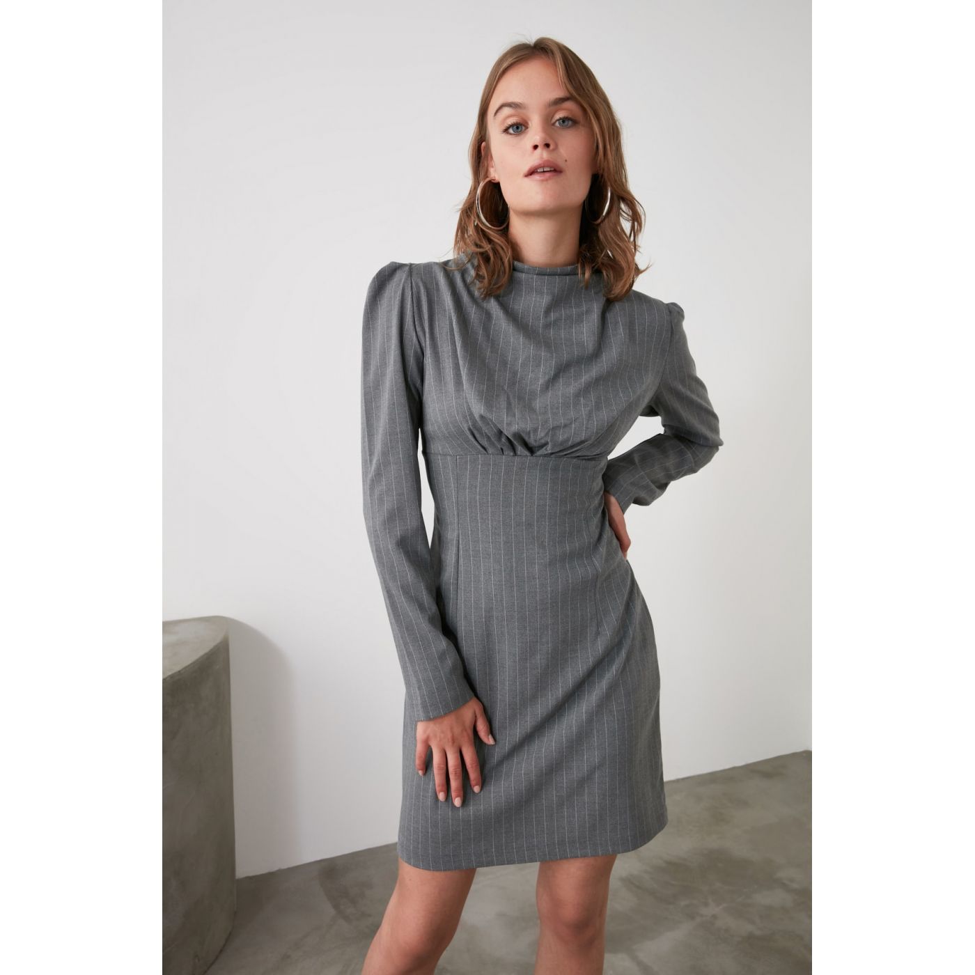 Trendyol Grey Collar Detailed Dress