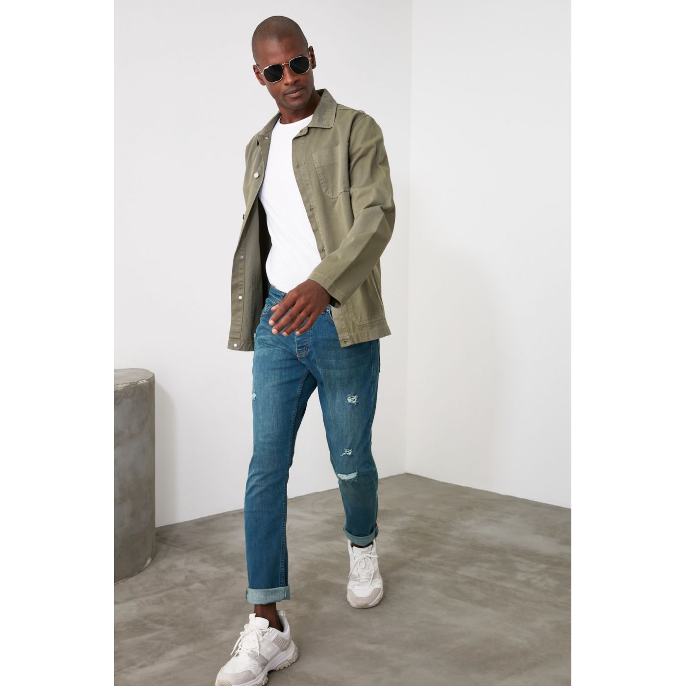 Trendyol Indigo Men Destroy Slim Fit Jeans
