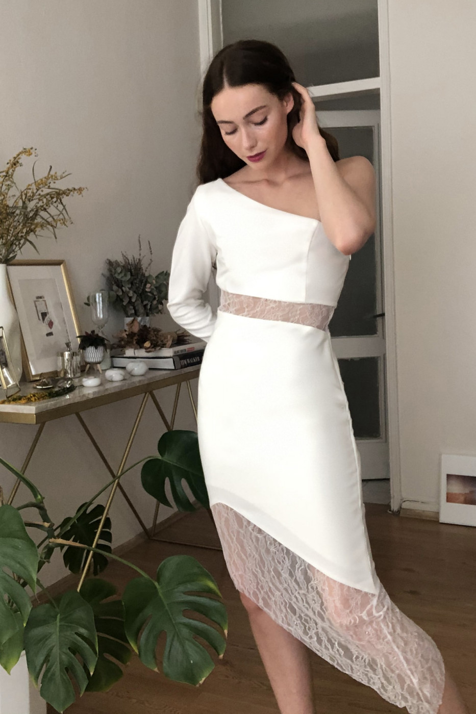 Trendyol Ekru Waist Detailed Dress