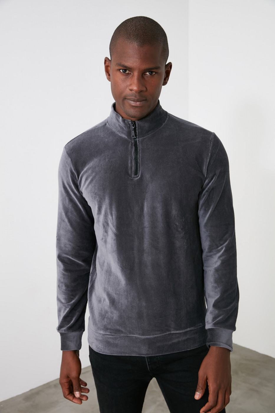 Trendyol Navy Men's Velvet Sweatshirt