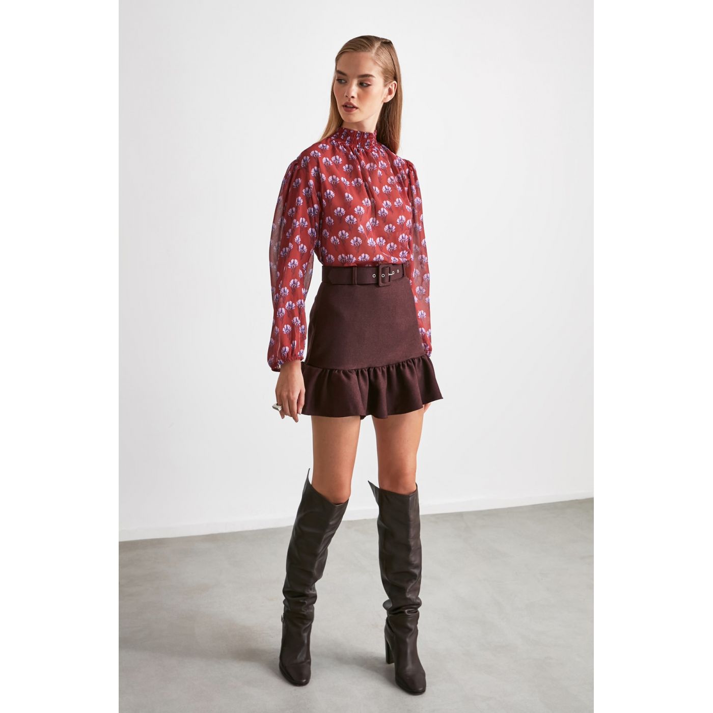 Trendyol Mürdüm Flywheel Skirt